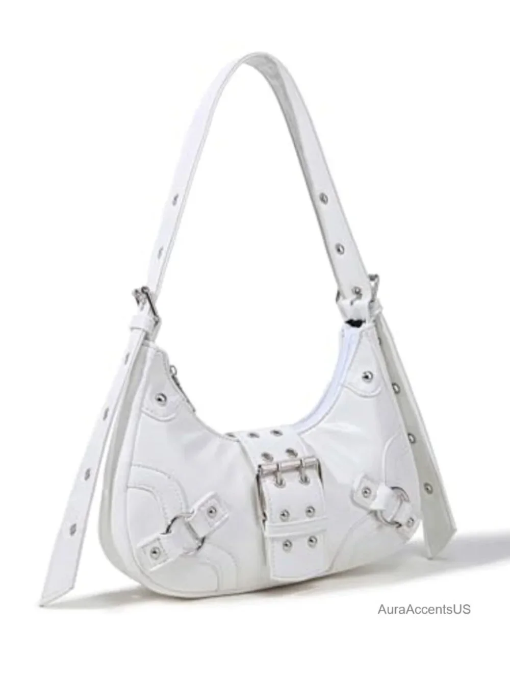 Vintage Y2K Studded PU Leather Hobo Shoulder Bag